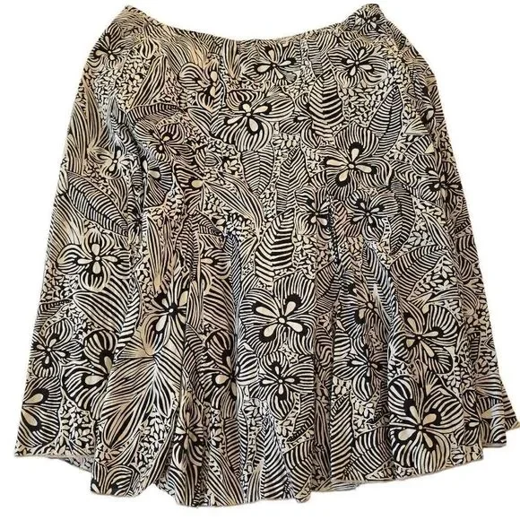 Karen Kane Womens Cotton Black Cream Floral Print Full Pull On Lined Skirt Mediu - Picture 9 of 9